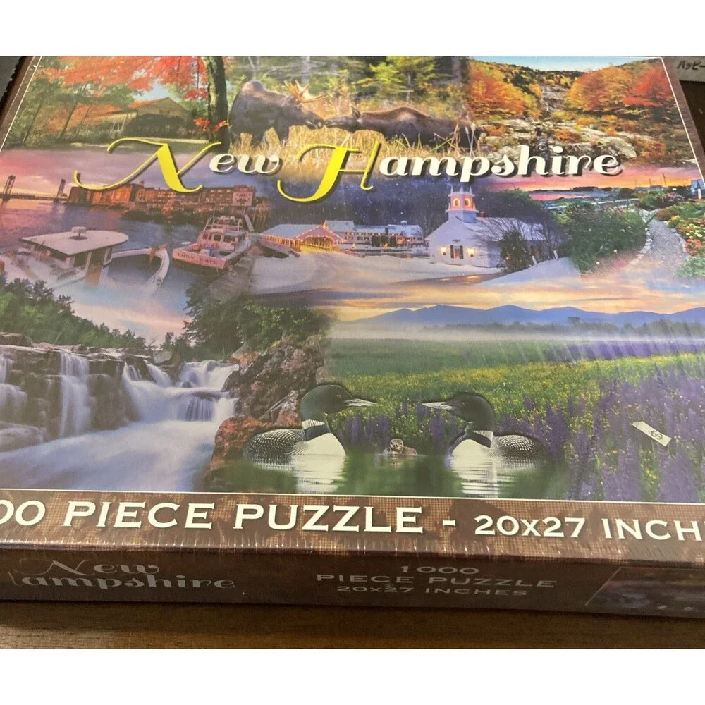 New Hampshire NEW 550 Pc puzzle Moose Covered Bridge Waterway Fence Ship Lightho